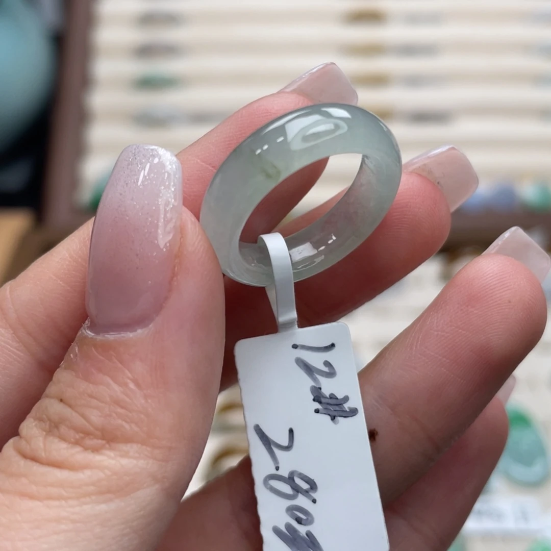 翡翠未镶嵌戒圈a16港圈12薄荷绿飘花