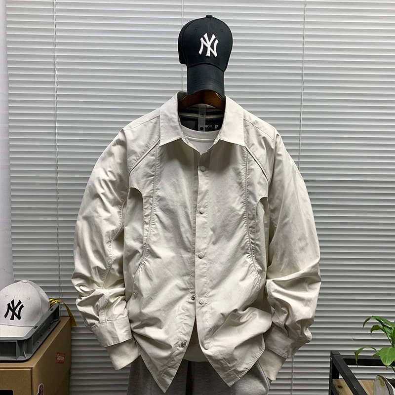 衬衫外套男士高街潮牌2025春秋新款休闲宽松痞帅工装简约百搭衬衣