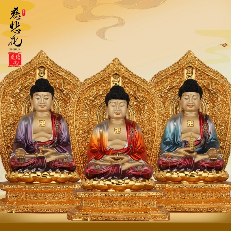 黄铜材质三宝佛阿弥陀佛释迦摩尼佛药师佛如来尊者菩萨神佛像供奉