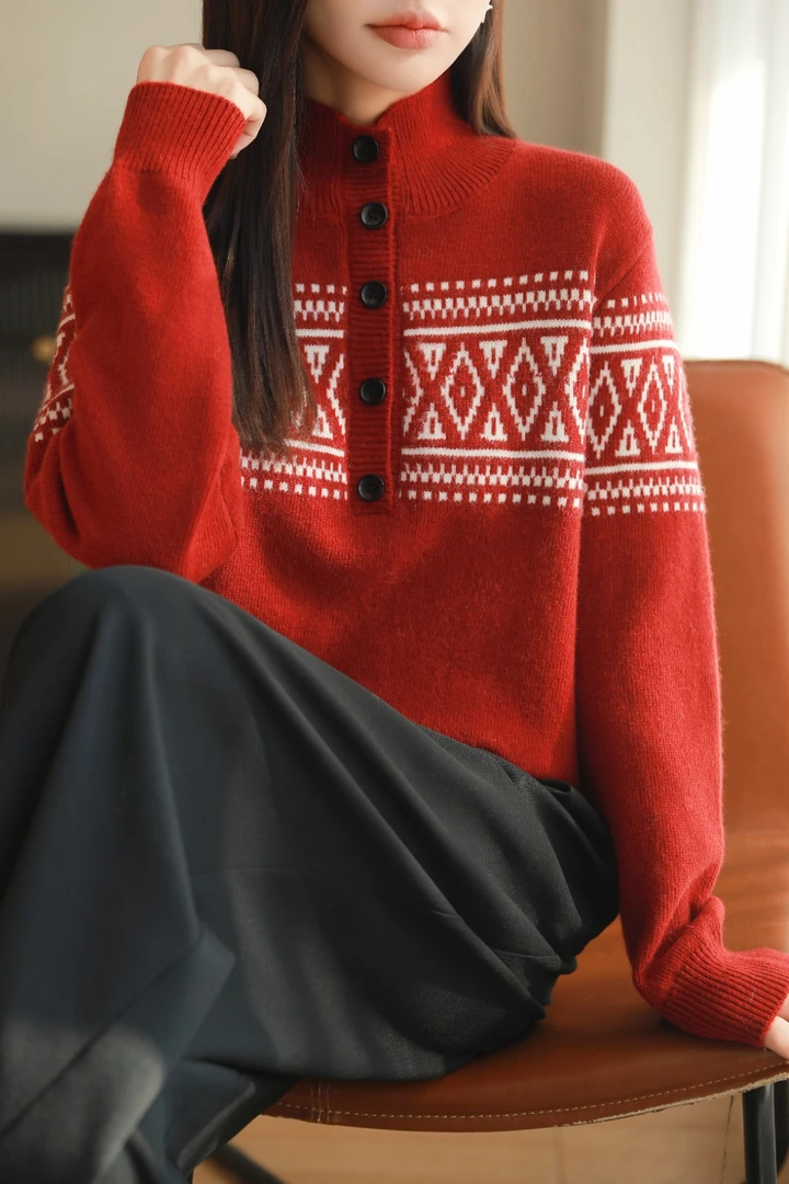 【运费补贴】针织衫宽松女百搭拼接厚款毛衣常规款-458