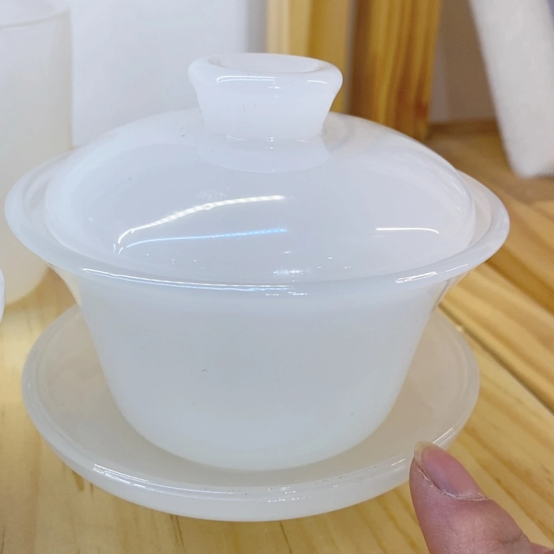 白玉琉璃盖碗一副