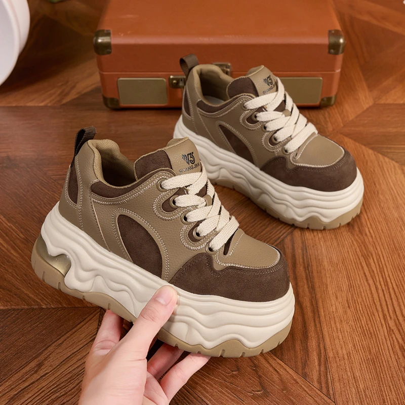 厚底德训鞋2025秋季新款内增高女鞋休闲小白鞋子网红时尚百搭板鞋