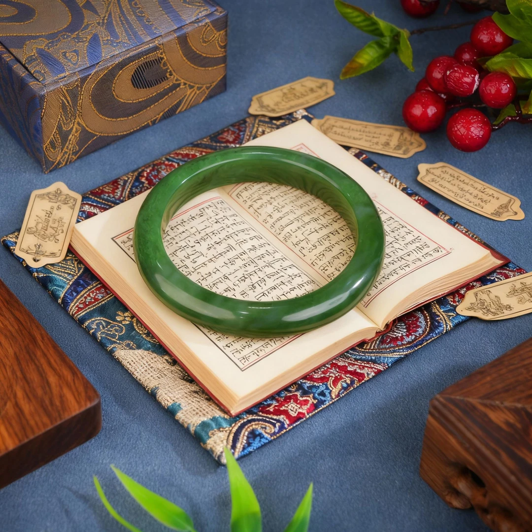 【抖音官方质检】保真天然碧玉手镯多样性发其一HTY258