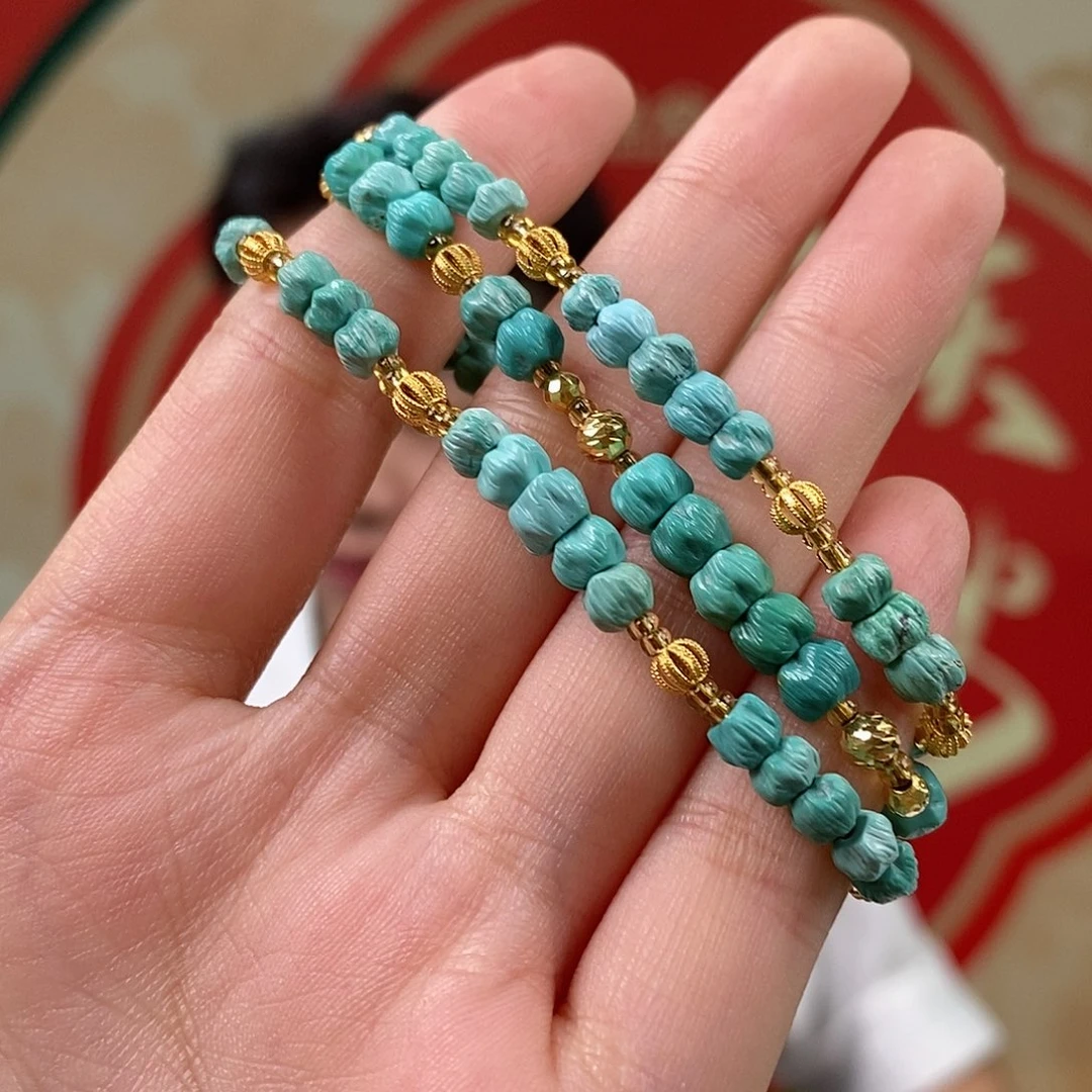 绿松石18K金镶嵌珠宝奇石