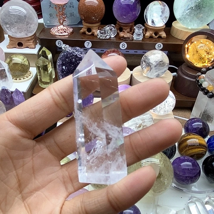 水晶摆件未镶嵌苗****子天然白水晶柱5