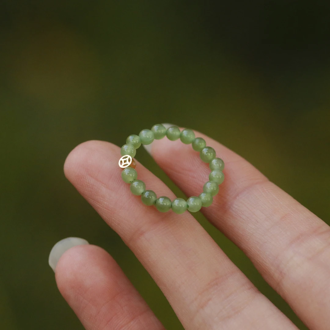 麦麦【茵屿】天然和田玉碧玉+18K配件 戒指