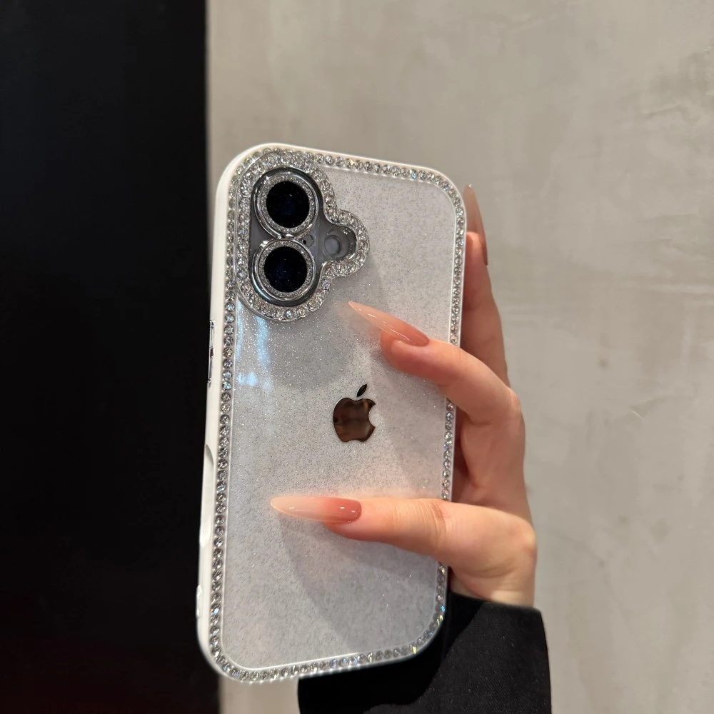 创意镶钻闪粉适用苹果16promax手机壳新款iPhone15高级14简约13女