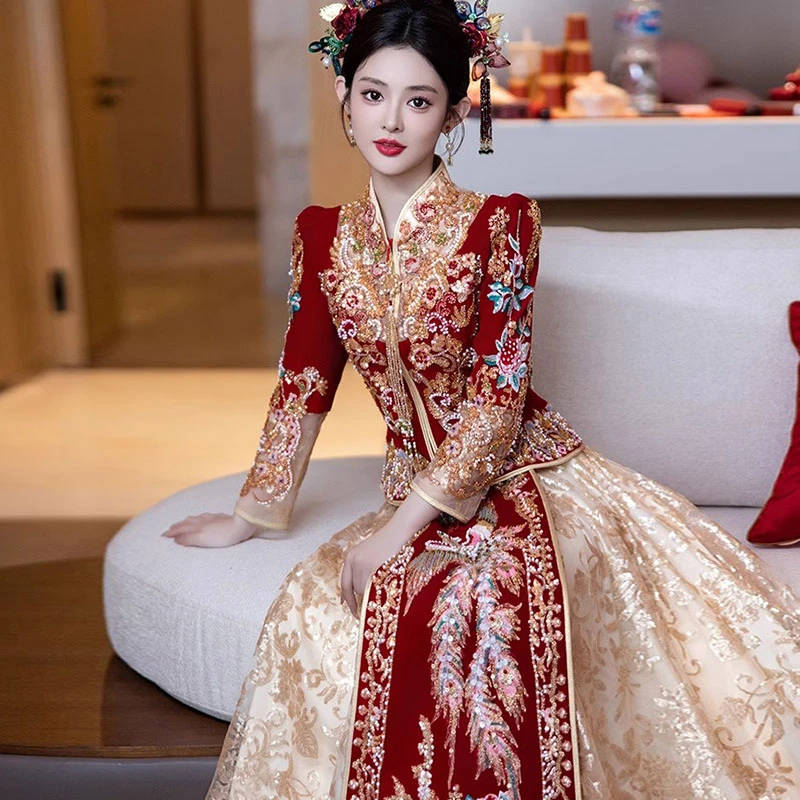 高级秀禾服婚服2025新款新娘结婚重工中式嫁衣小个子出阁服冬季女
