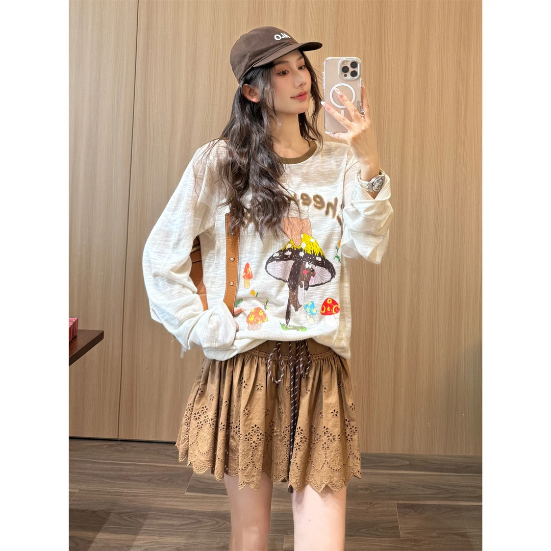 谢荞荞「蘑菇狗狗」夏季新款设计师款拔蘑菇小狗长袖防晒罩衫上衣