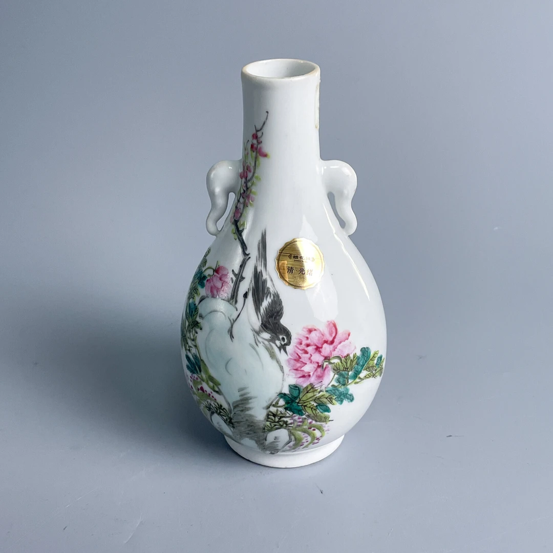 清光绪浅绛彩花鸟纹象耳瓶-M25FK00C826-05