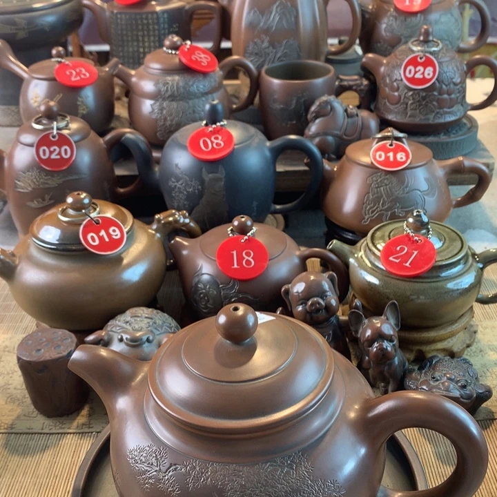 飘***7坭兴陶手工刻绘大壶