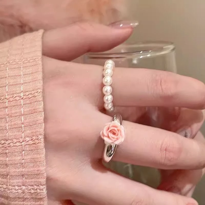 玫瑰花戒指开口女法式甜美气质叠戴食指戒轻奢小众高级感百搭指环