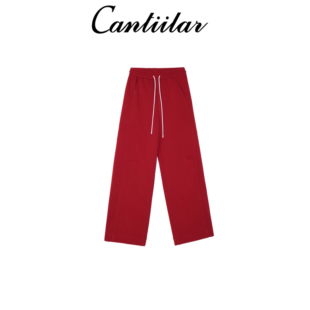 CANTIILAR “发财裤”高腰加厚工装风休闲卫裤版阔腿裤 F66555