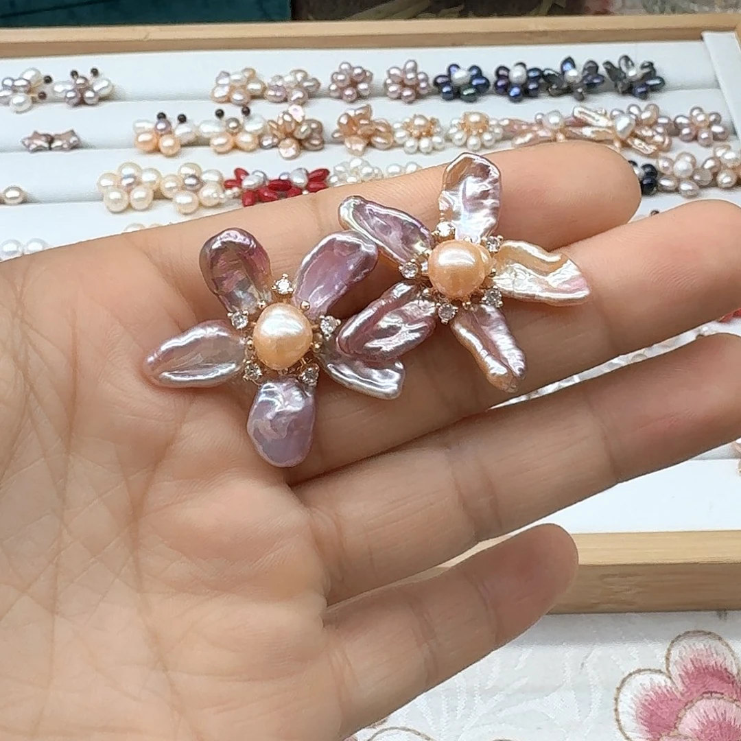 刮***子银S925镶嵌淡水珍珠发饰