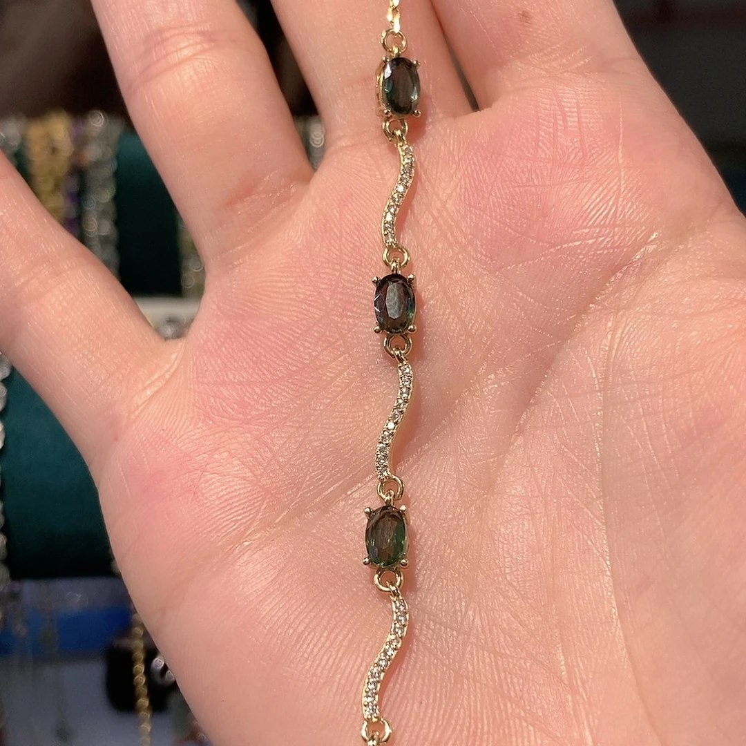 蓝宝石手链银S925镶嵌