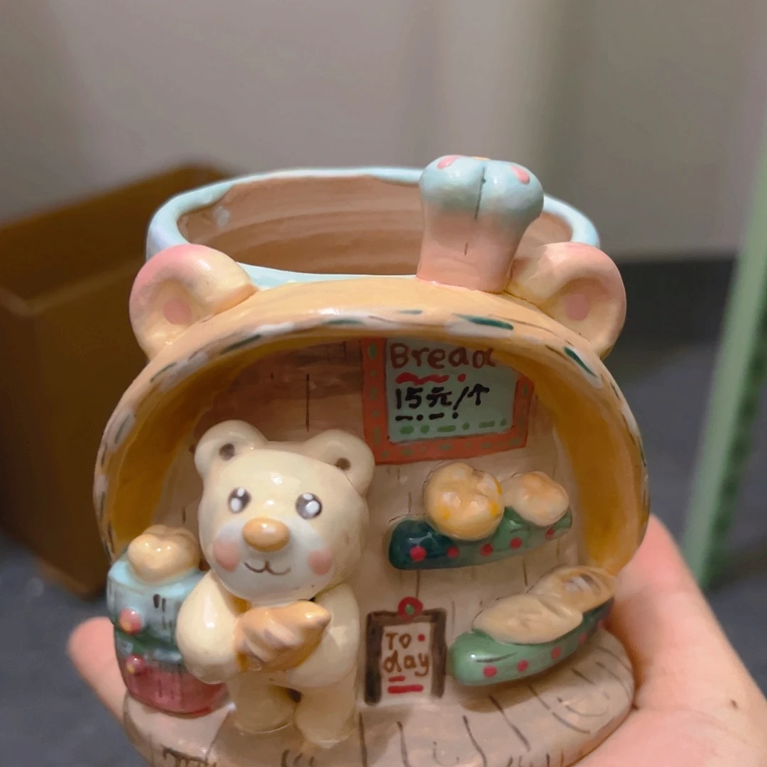 微瑕福福老梧家纯手工手绘多肉花盆