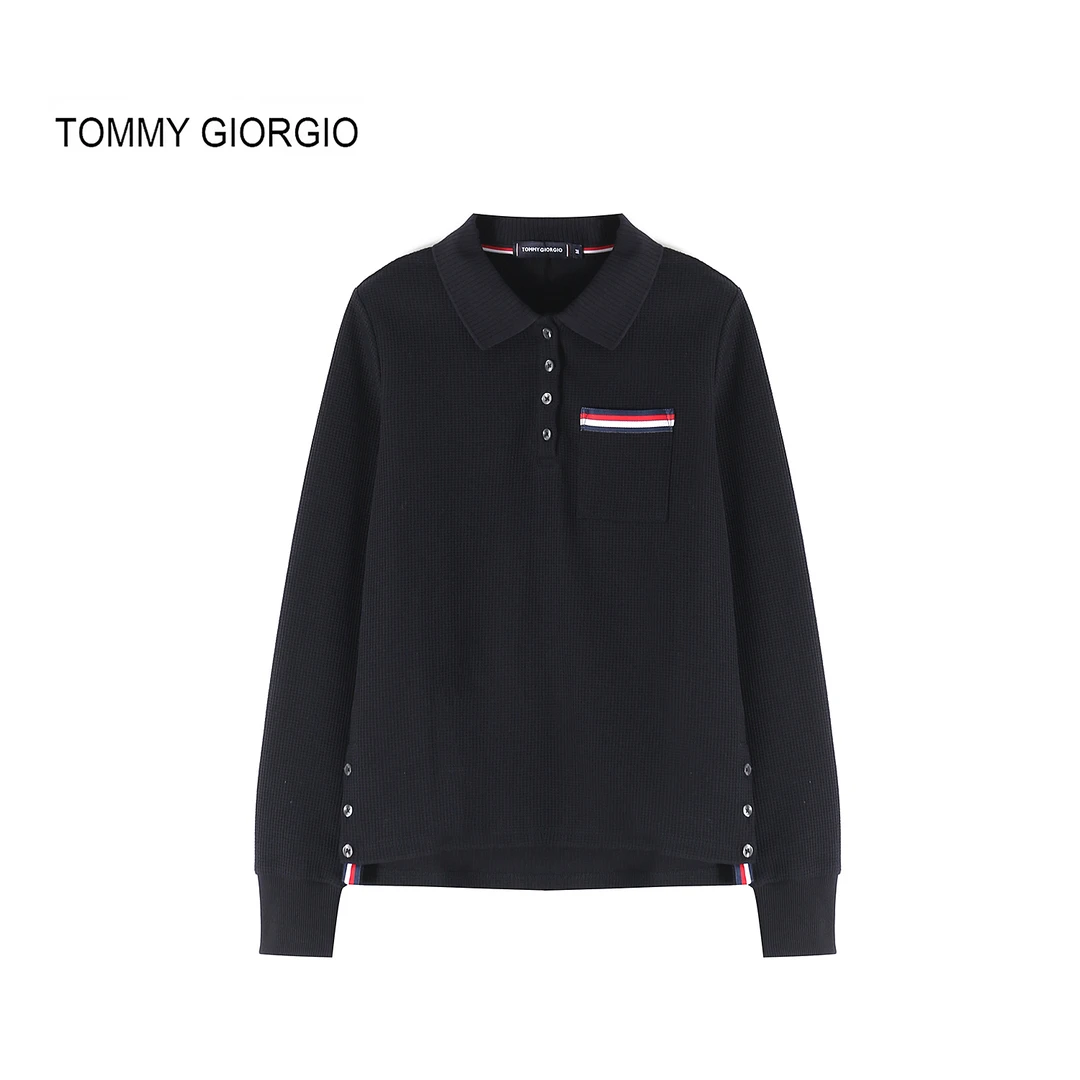 【Tommy Giorgio】女式华夫格翻领上衣2025早秋5452