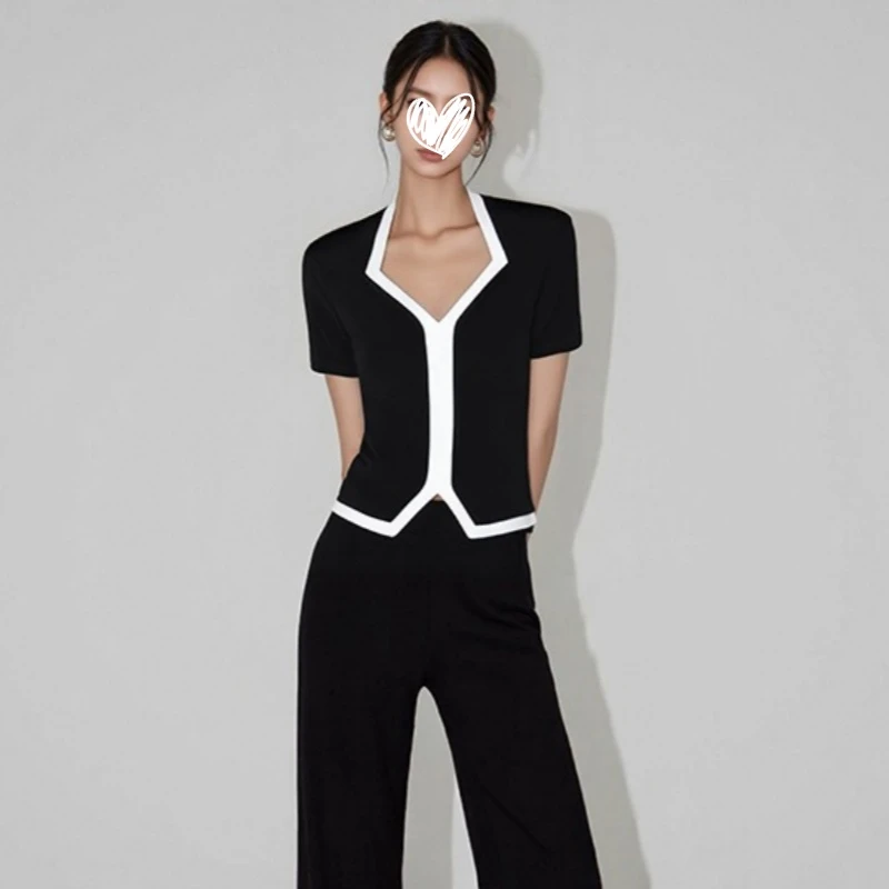 夏季气质爆款高级设计小众短袖透气外穿百搭老钱酷飒风女装高级感