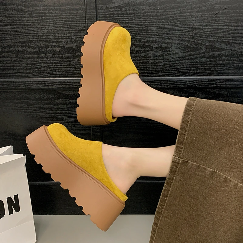 松糕厚底勃肯鞋女外穿2025新款小个子增高一脚蹬时尚百搭懒人拖鞋