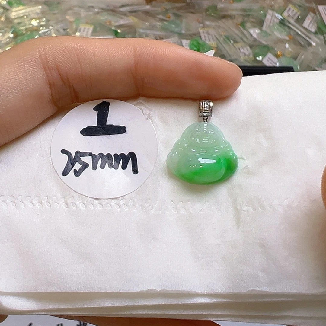 翡翠18K金镶嵌吊坠(不含链)翡翠