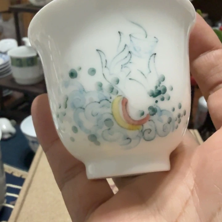 醴陵釉下五彩手绘佛手茶杯主人杯