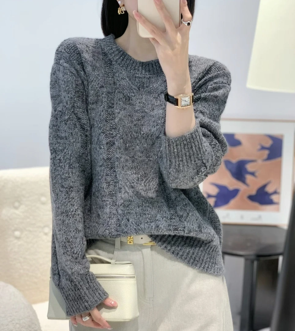 [序号201-250]女款彩色针织浮力孤品拼接毛针织衫圆领女