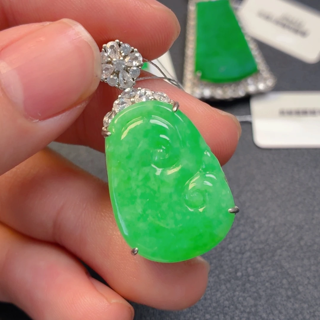 翡翠银S925镶嵌吊坠(不含链)