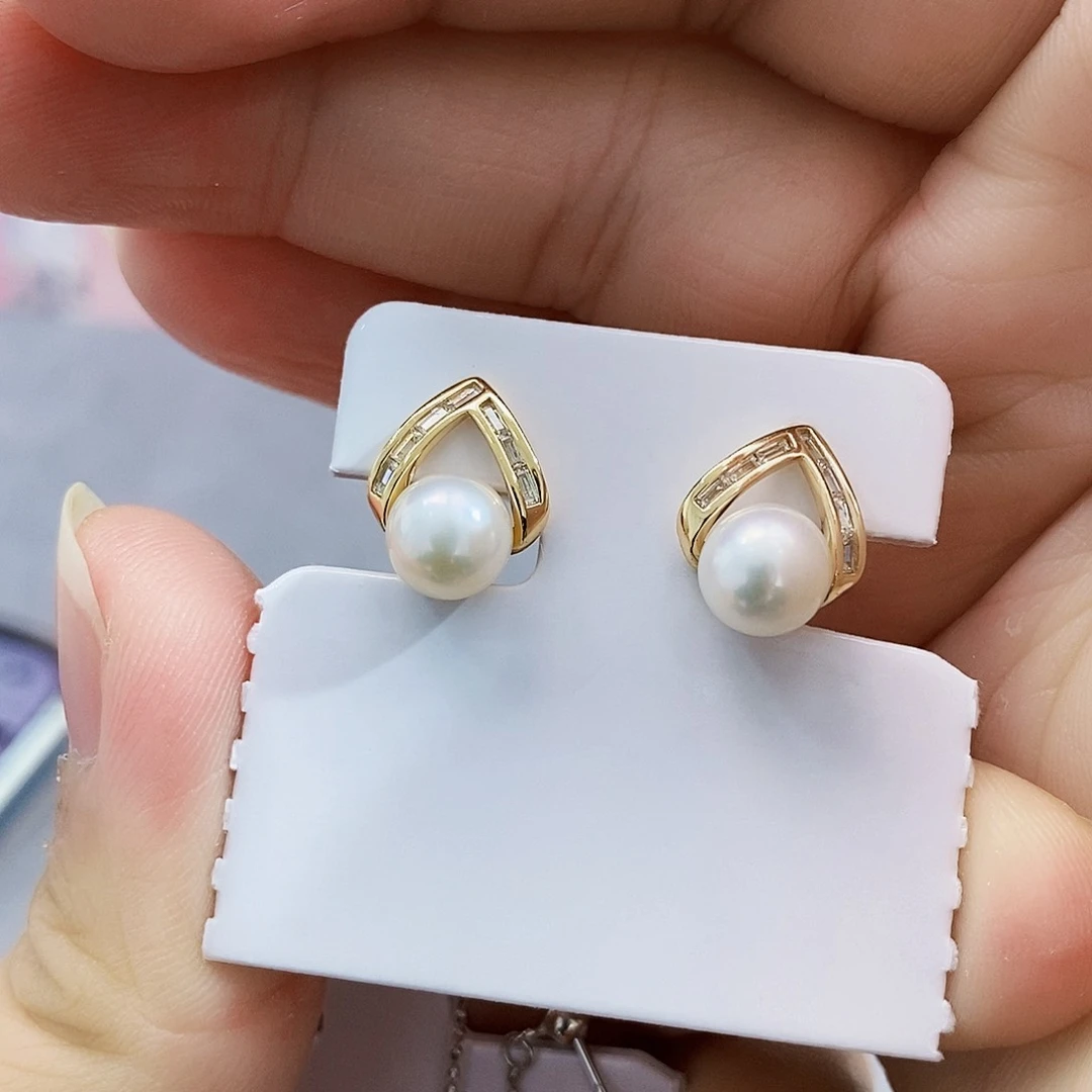 银S925镶嵌特价极光耳饰淡水珍珠