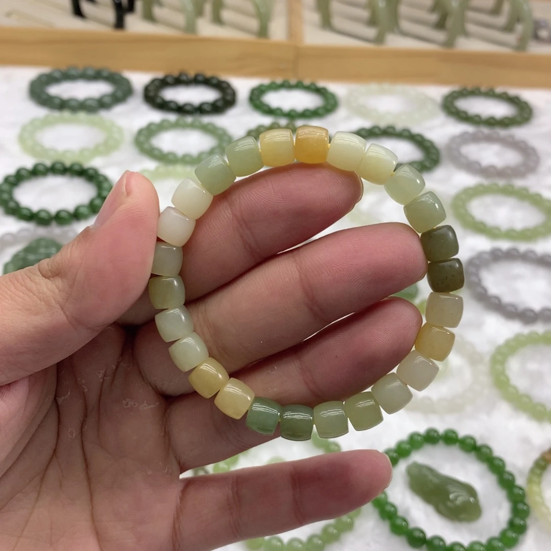 和田玉未镶嵌手串（直切多宝8）
