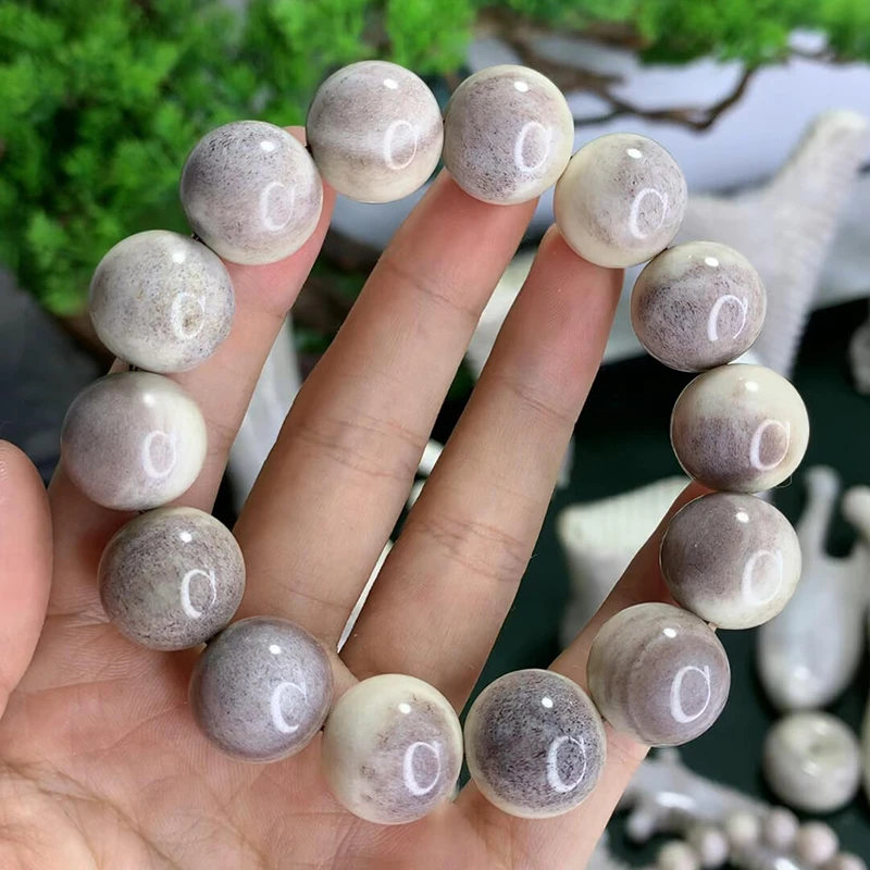 手链 大籽紫血老料人工养殖鹿角雕刻文玩手串男女同款