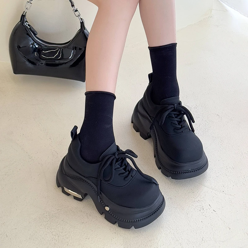 增高10CM2025秋季新款女鞋时尚百搭厚底小个子休闲乐福鞋0589-3