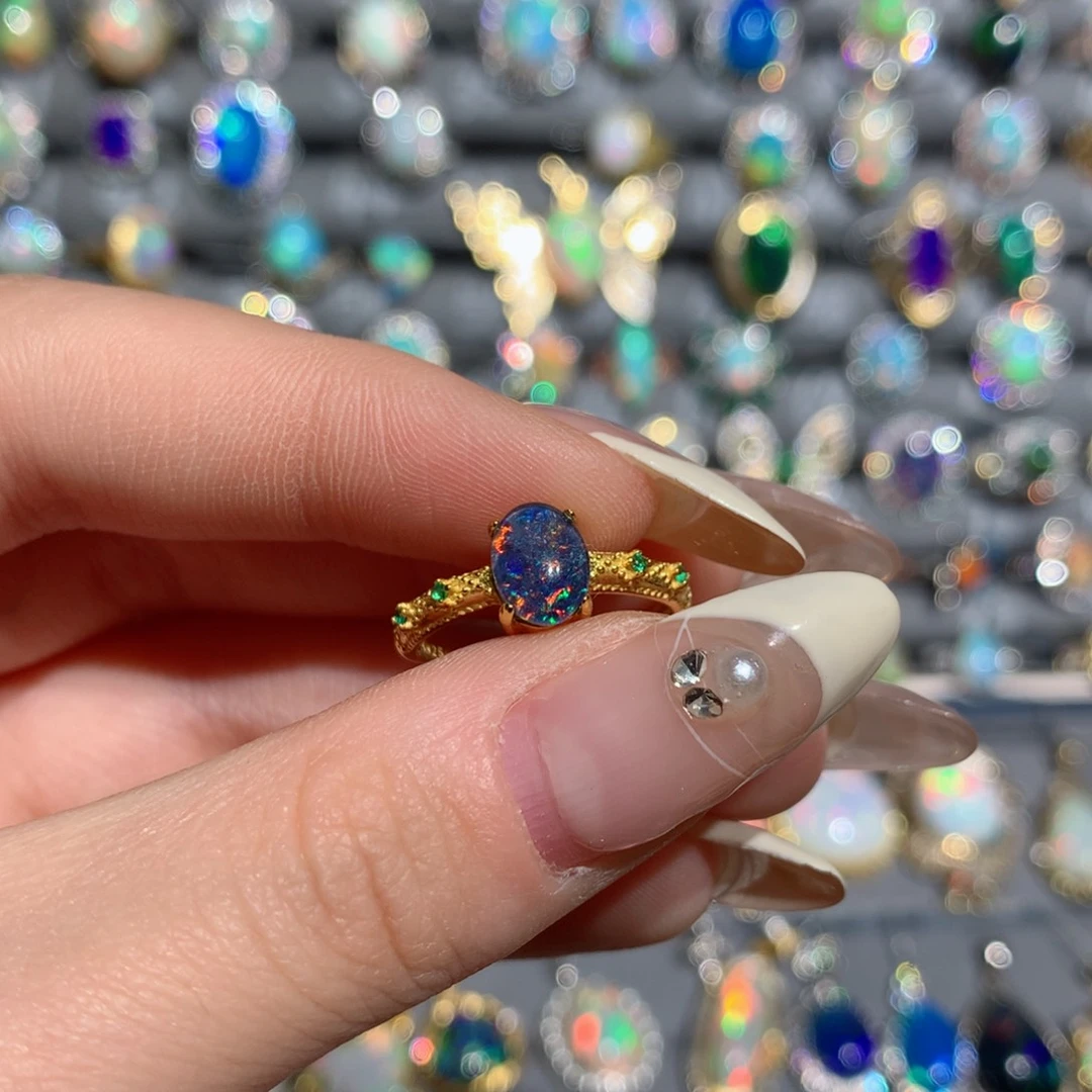 欧泊福利戒指w银S925镶嵌小****里