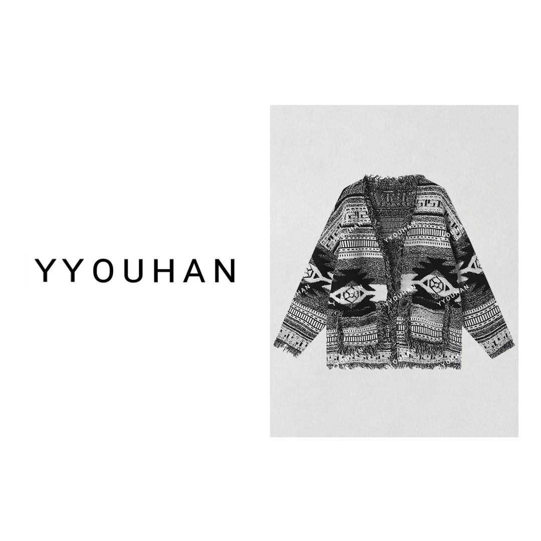 玖了个玖 2025新款小众设计毛须感花纱百搭V领毛针织衫 2409B4281