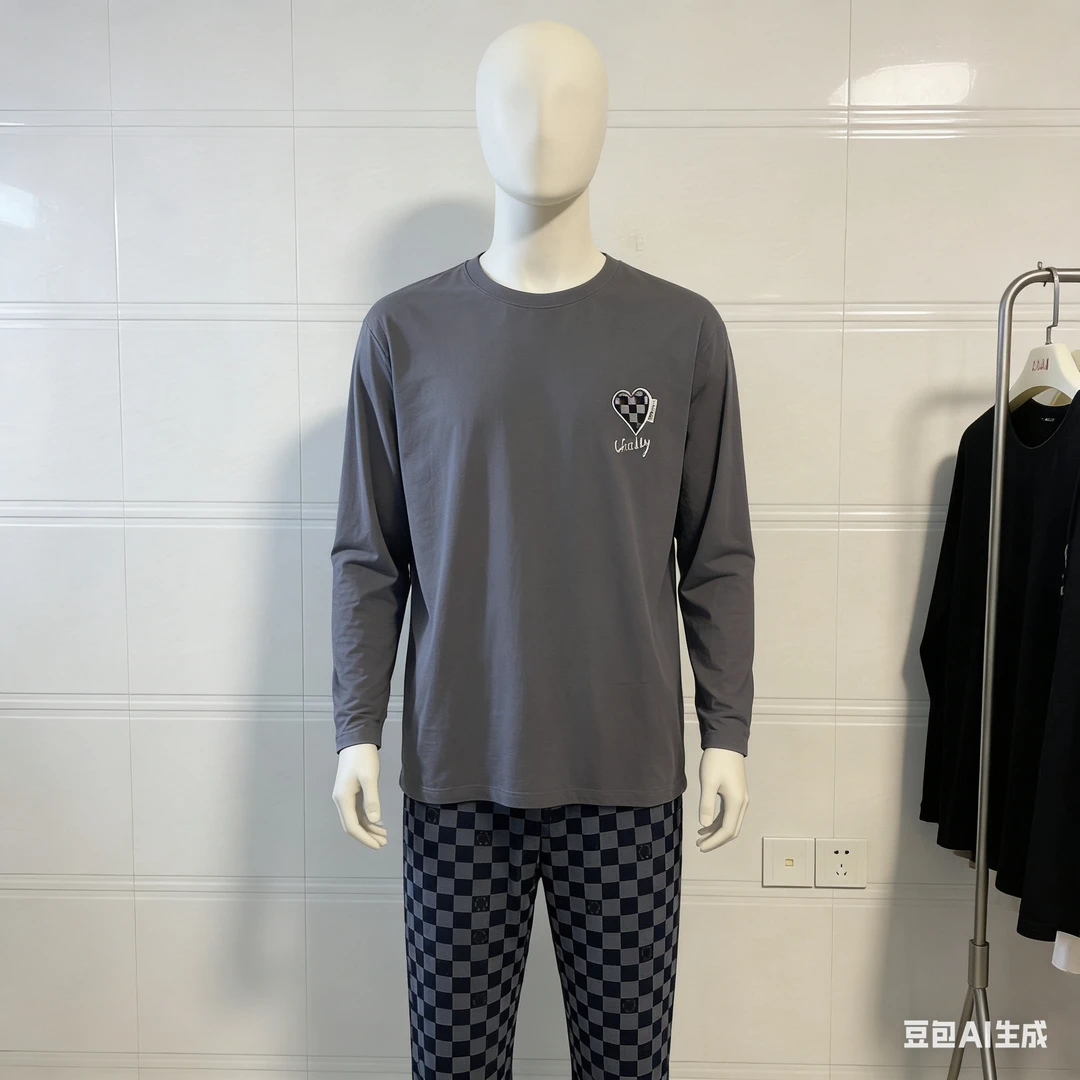 莫代尔长袖长裤宽松可外穿简约家居服套装