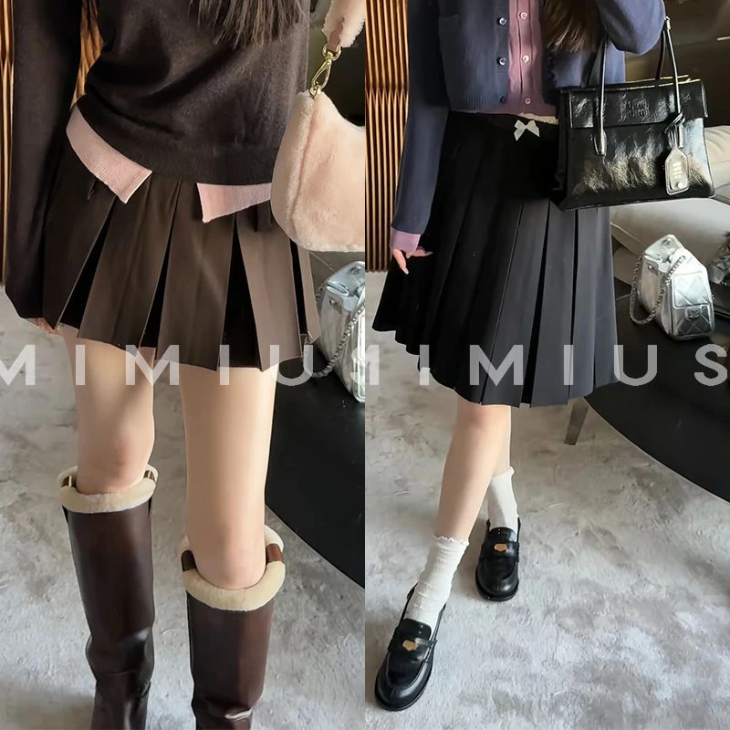 【mimius】P 通勤百搭学院风百褶裙裤+百褶中半裙 G11123