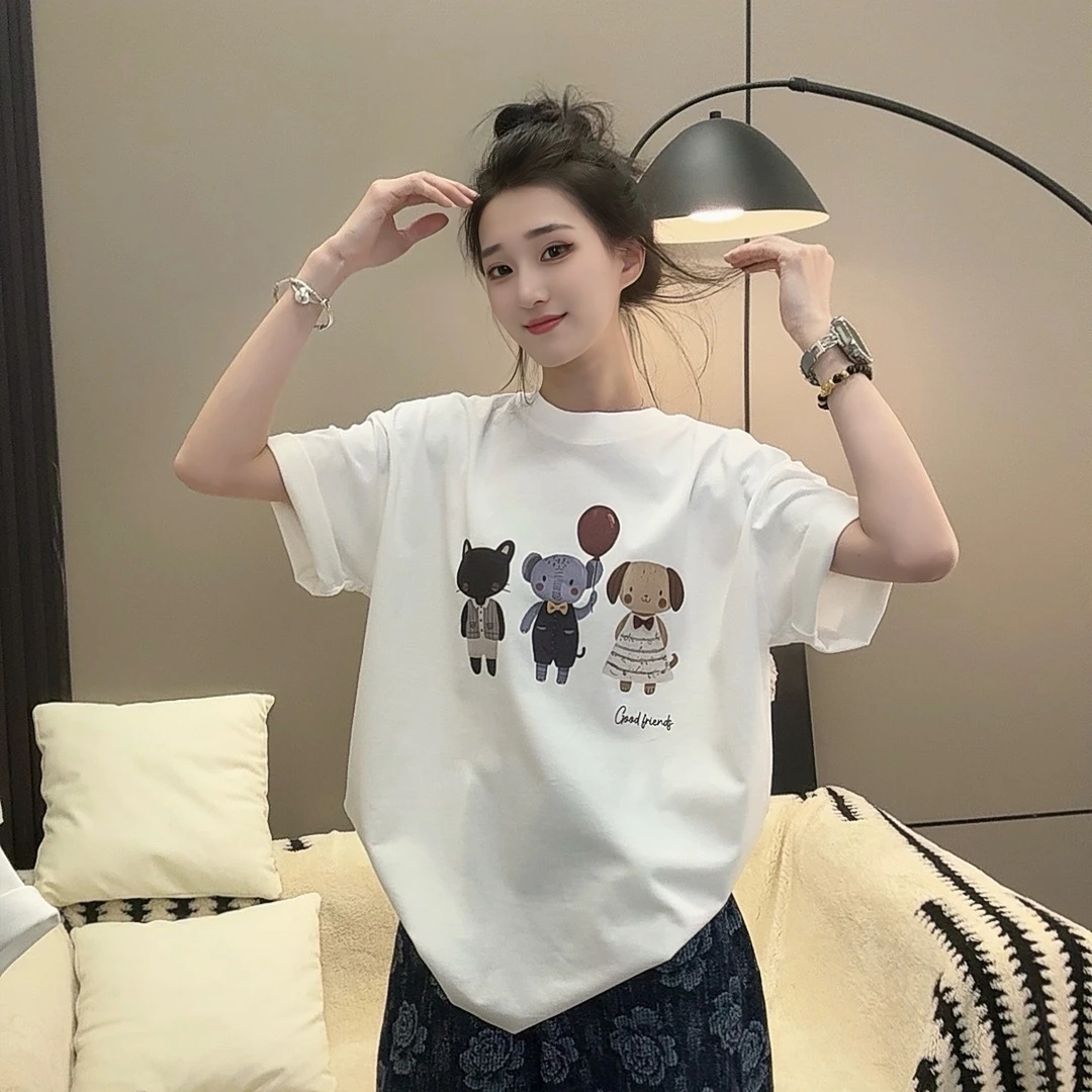 夏季新款纯棉短袖T恤休闲韩版小众宽松ins潮流时尚设计感百搭