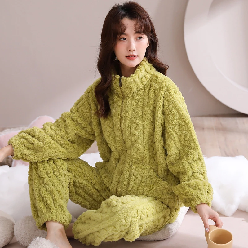【福利】2025新款可外穿家居服爆款女士睡衣加绒加厚保暖毛绒宽松