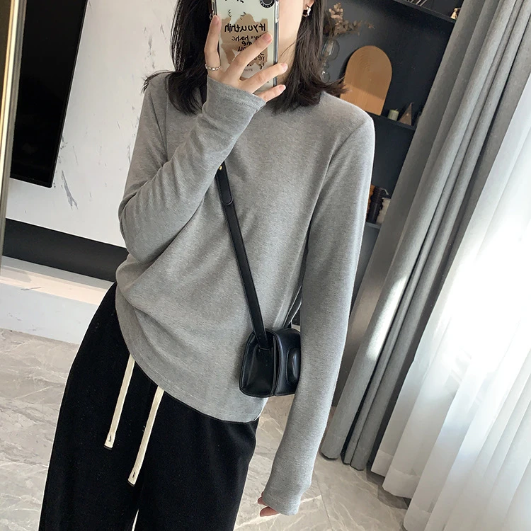 清仓福利~【圆素】软糯优可丝圆领纯色内搭秋冬打底衫