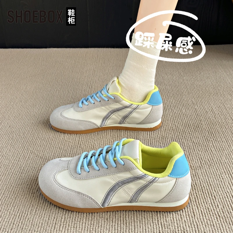 SHOEBOX鞋柜德训鞋女款2025春季新款时尚简约拼色运动休闲鞋