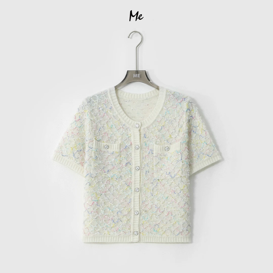 ME【小香翠羽衫】绵羊毛羊驼毛混纺千金花式纱百搭时尚毛衣MESA0560