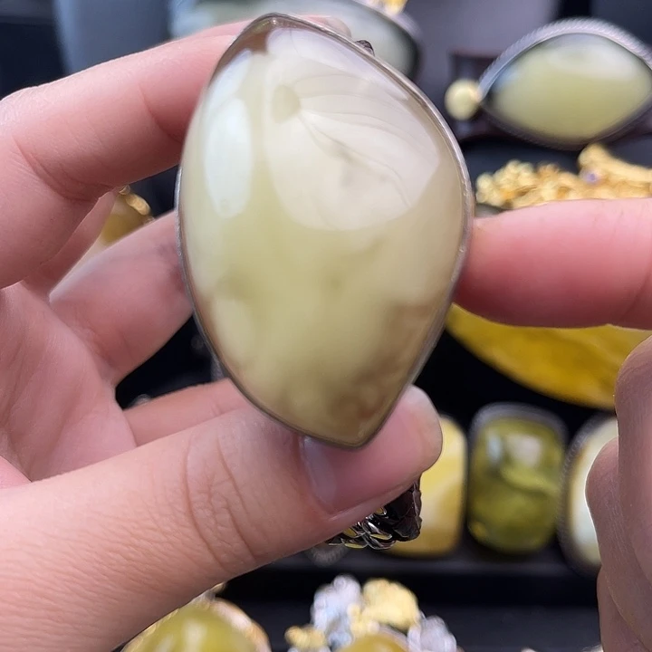 琥珀银S925镶嵌裸石