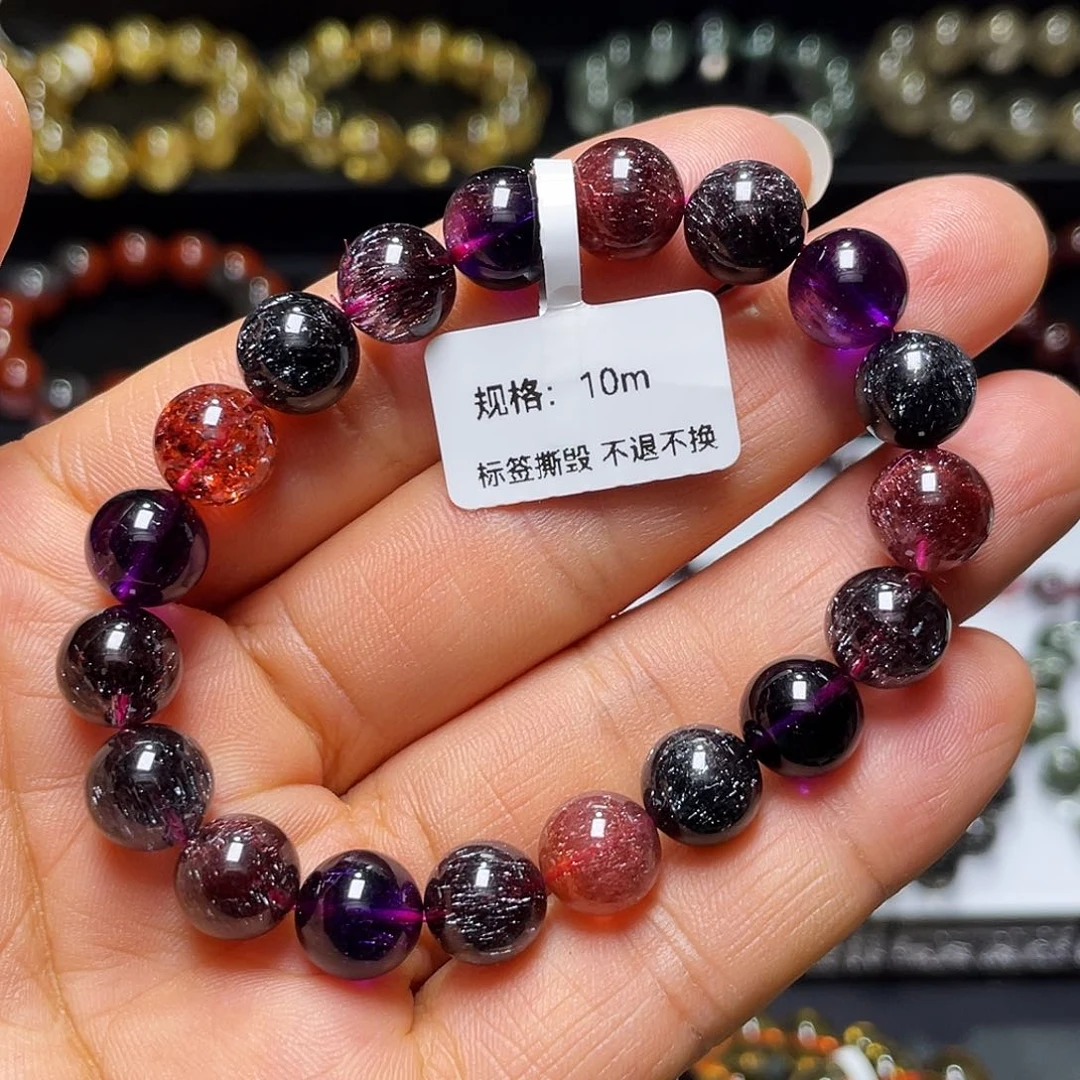 水晶手链未镶嵌C****）超七黑加仑毕业级10m