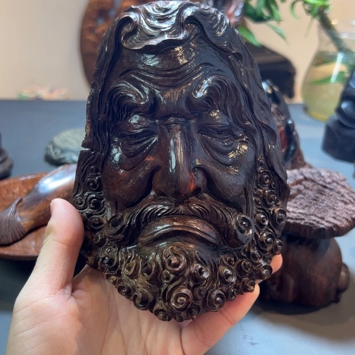 ****宝木大红酸枝达摩头摆件