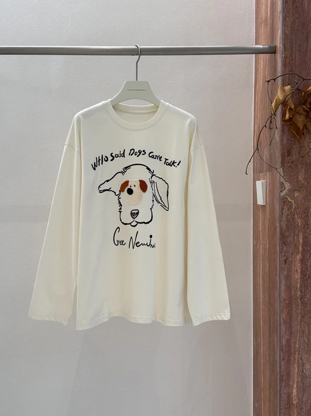 深圳南油高品#kimss家#25年新款立体狗头刺绣T恤