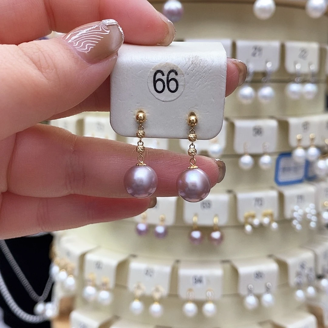 淡水珍珠耳饰18K金镶嵌