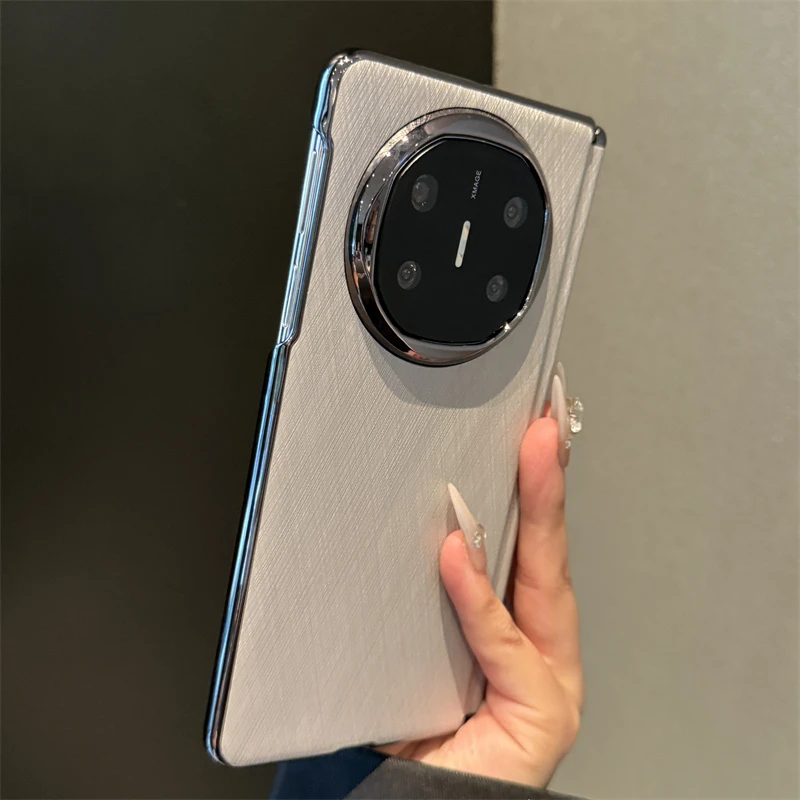 适用华为matex6手机壳金丝银棉纹皮质折叠屏中轴全包防摔保护套