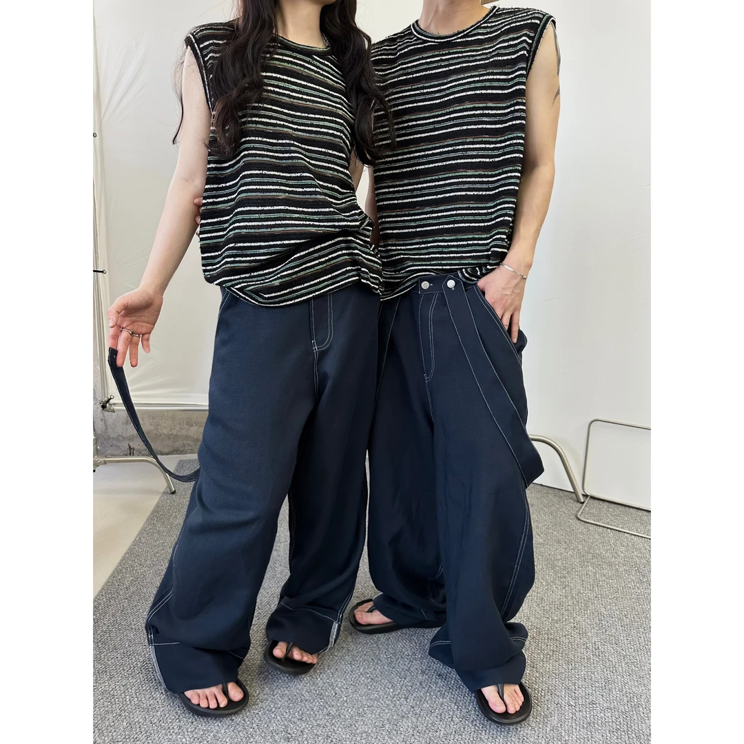 SHAKEAIR夏季民族风彩色条纹肌理感无袖背心 SW742