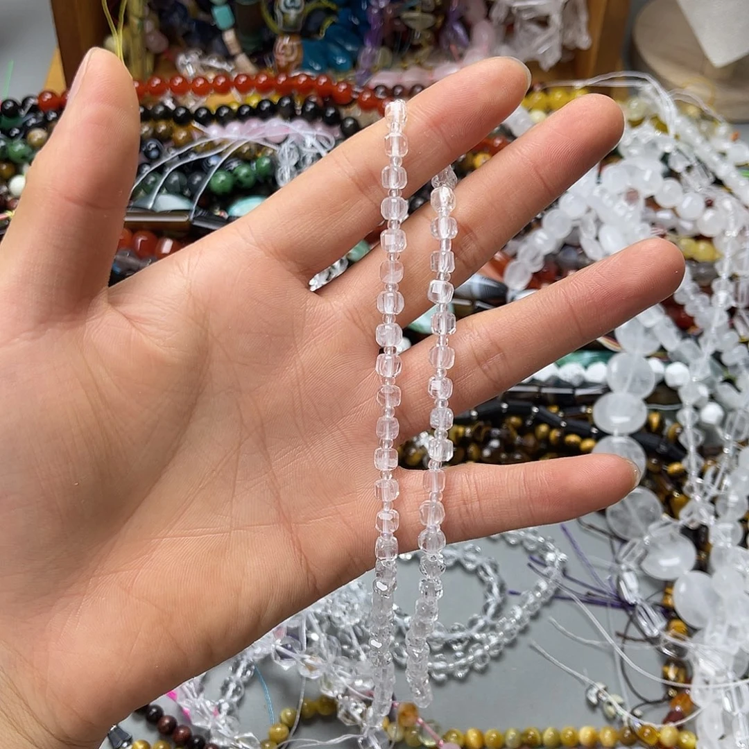 玛瑙/玉髓未镶嵌珠宝半成品卡5白水方糖一条