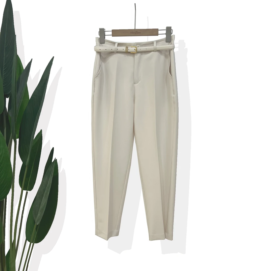 【KN.COLOR】锥形裤九分裤夏季高腰款直筒西装裤直筒简约通勤烟管裤