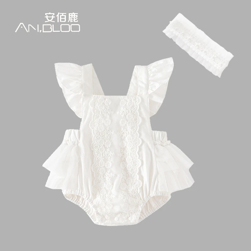 婴儿夏装衣服薄款包屁衣新生儿女宝宝连体衣公主夏季满月露背哈衣